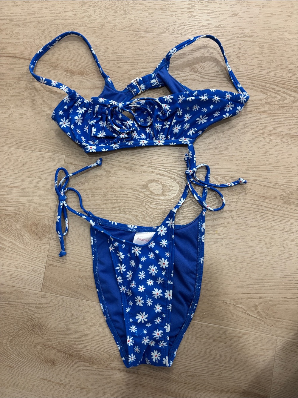 Blue Daisy Tie-Side Bikini
